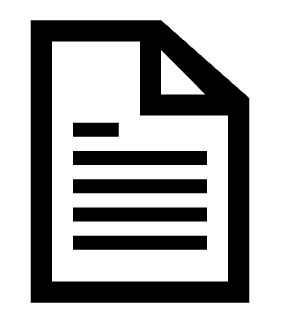 Icon of a document with a folded top-right corner, black outline, and lines representing text.