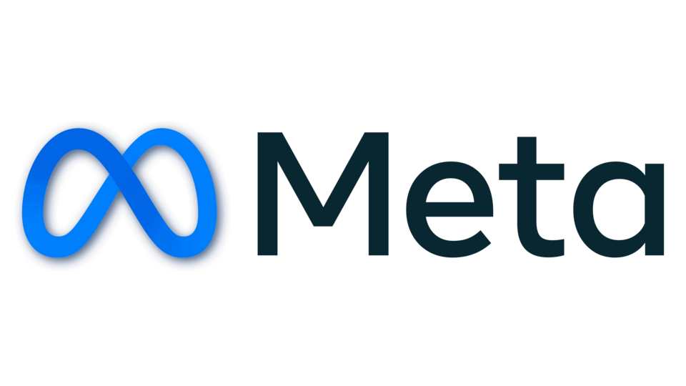 Meta logo with a stylized blue infinity symbol followed by the word 'Meta' in dark letters.
