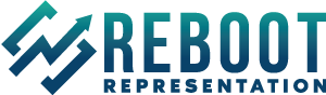 Reboot Representation logo with stylized arrow symbol and text
