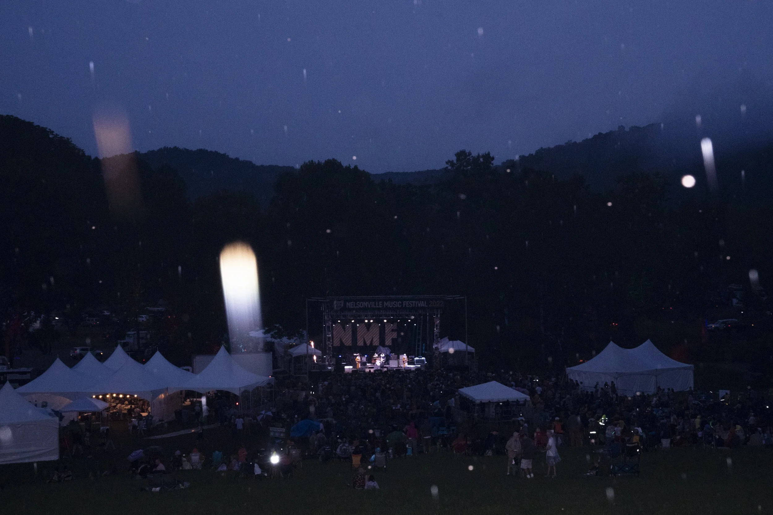 Rain falls while Mdou Moctar performs at Nelsonville Music Festivals Snow Fork Stage on Saturday, September 3,2022, in Nelsonville, Ohio. | Joe Timmerman