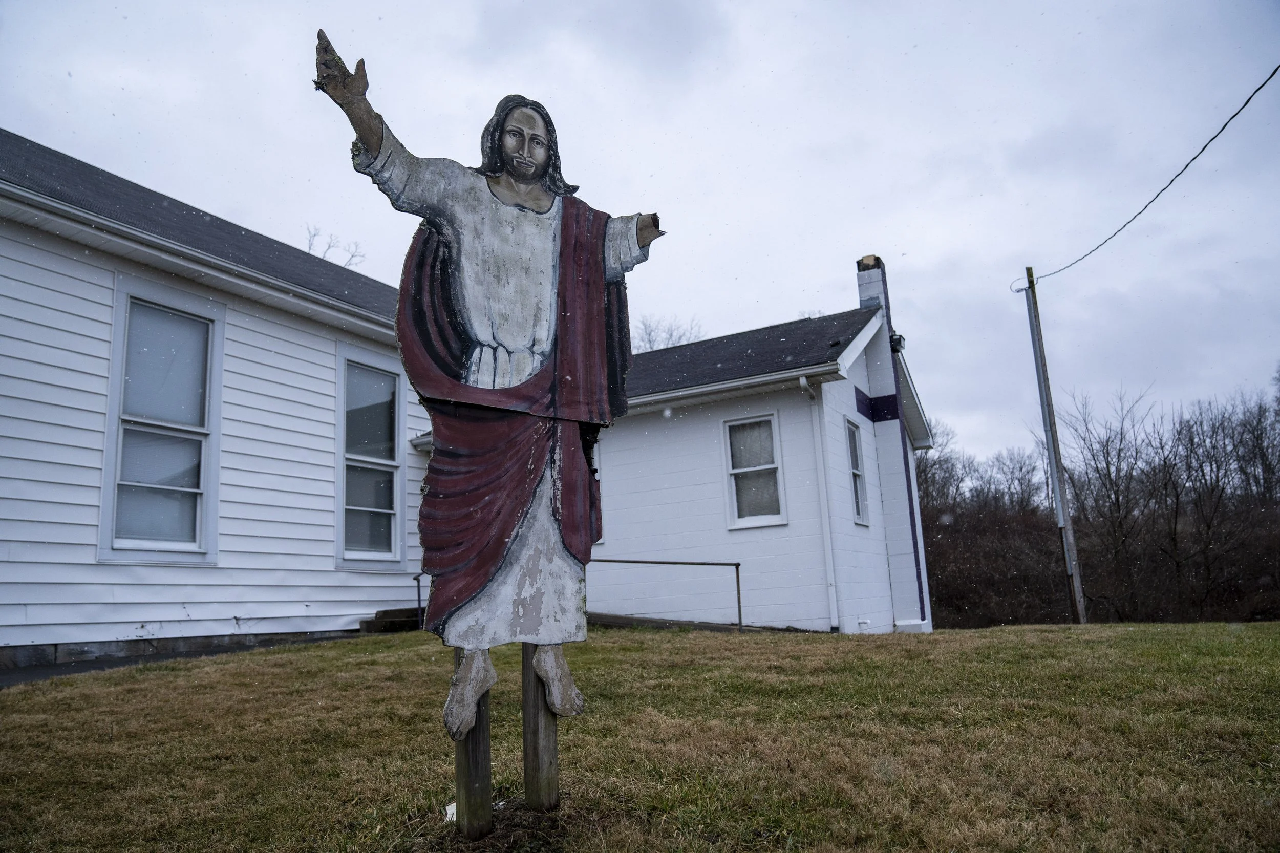 A life size wooden cutout of Jesus stands proudly, despite his years of visible wear and tear, out front of Shade United Methodist Church. The first religious organization established in Lodi Township was by the Methodist Church in 1820. While religi