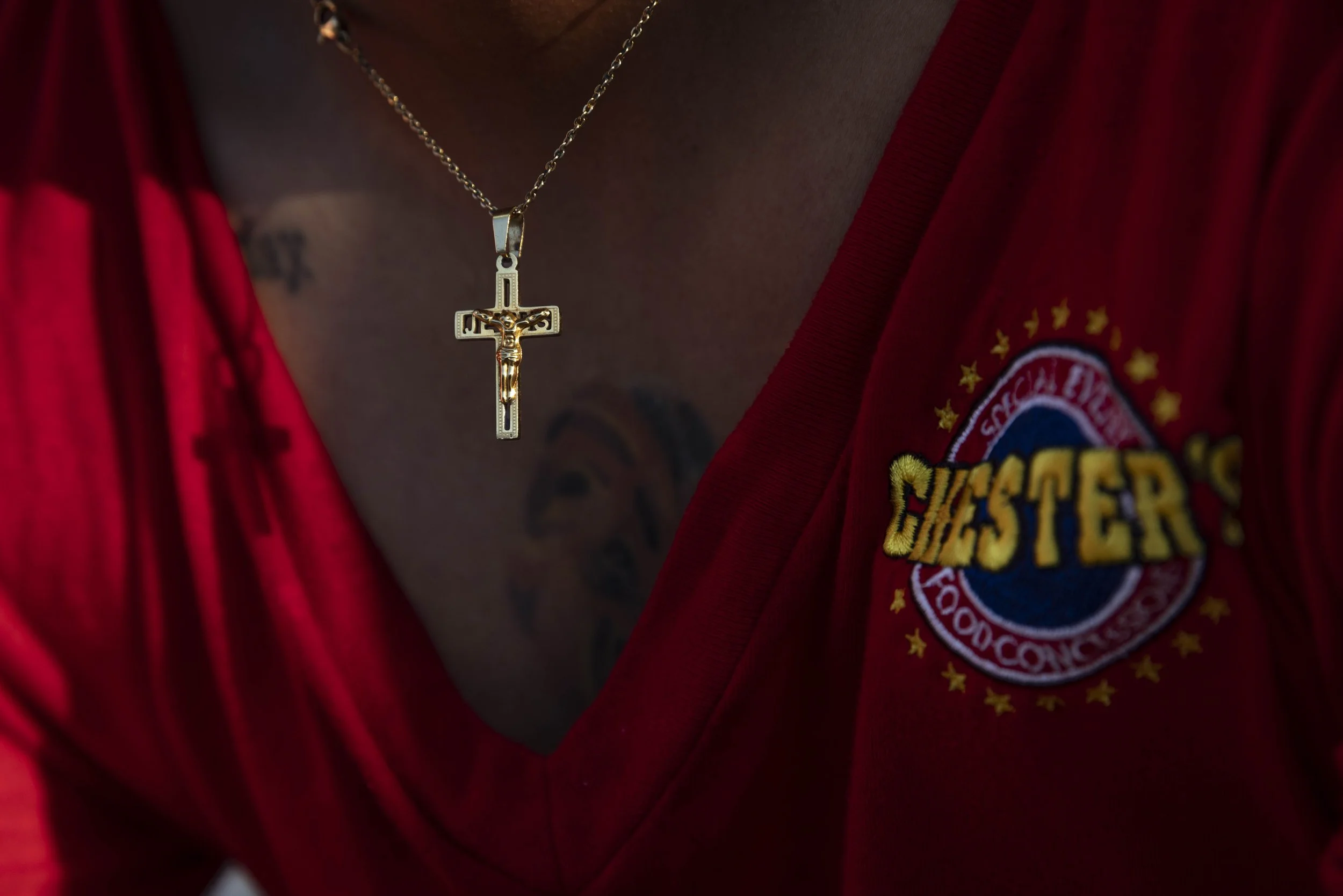 Diego Meneses, 27, works his shift with Chester's Special Event Food Concessions at the Morgan County fair in McConnellsville, Ohio, on September 5, 2023. Meneses, originally from Ecuador, managed the concessions selling fries at the event. "I
wish t