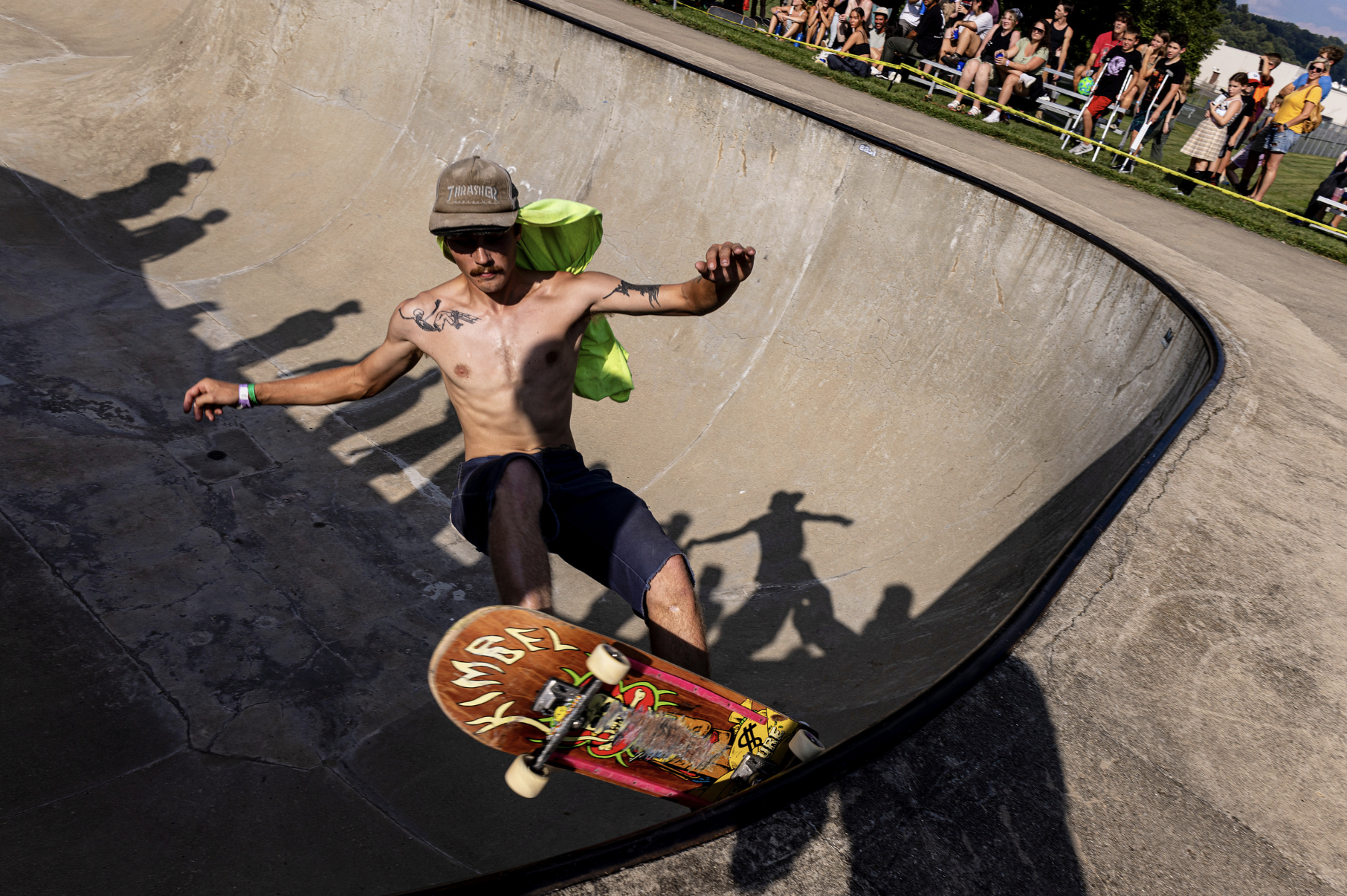 Trevor Sell of Athens, Ohio, skateboards during the Big Bowl Competition at Skate Jam in Athens, Ohio, on August 27, 2022. Sell placed second in the Big Bowl Competition and when asked about what skateboarding means to him he said, "everything." | Ch