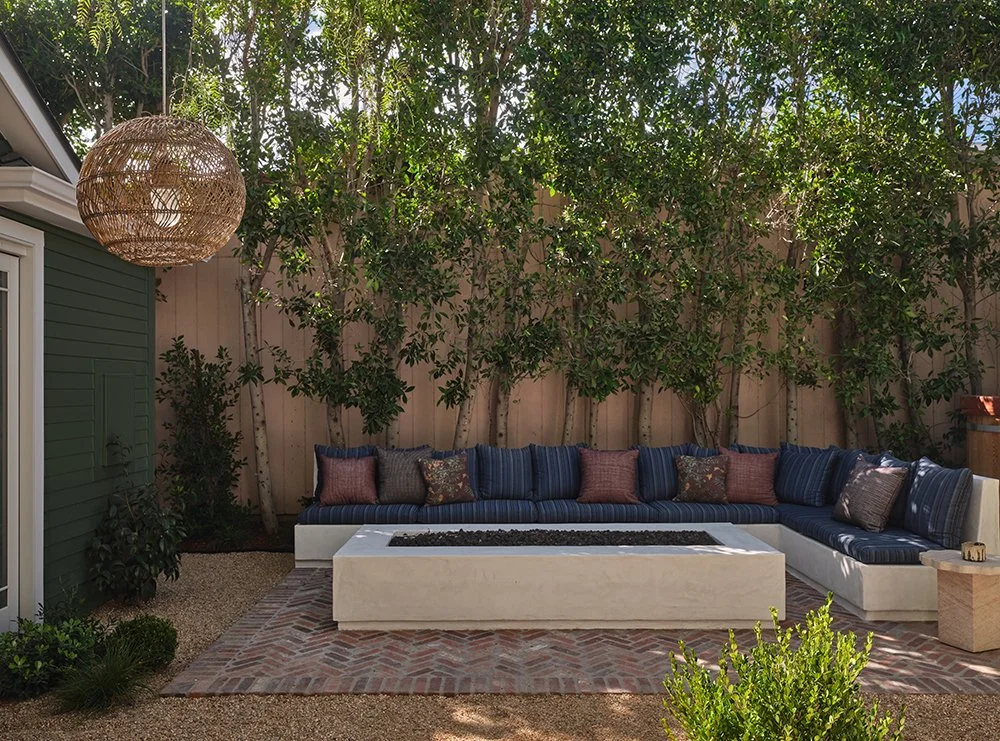 Custom firepit in West Hollywood home designed by Raychel Wade Design
