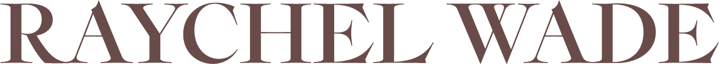 Text reading 'RAYCHEL WADE' in large, bold, dark purple letters on a white background.