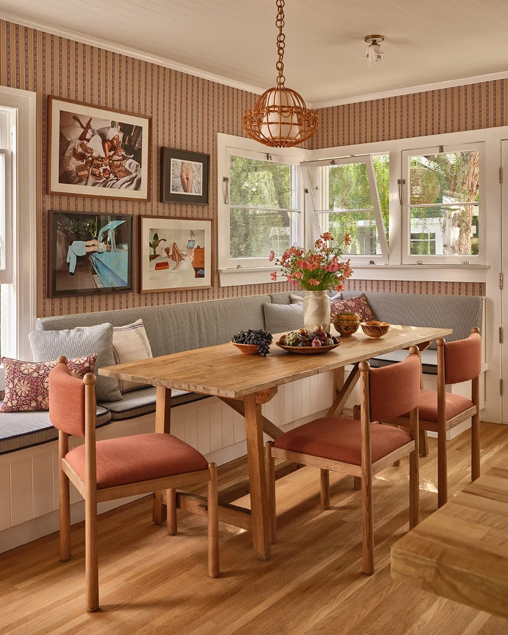 Kitchen with Lulu and Georgia dining chairs in a Larchmont Village home designed by Raychel Wade Design