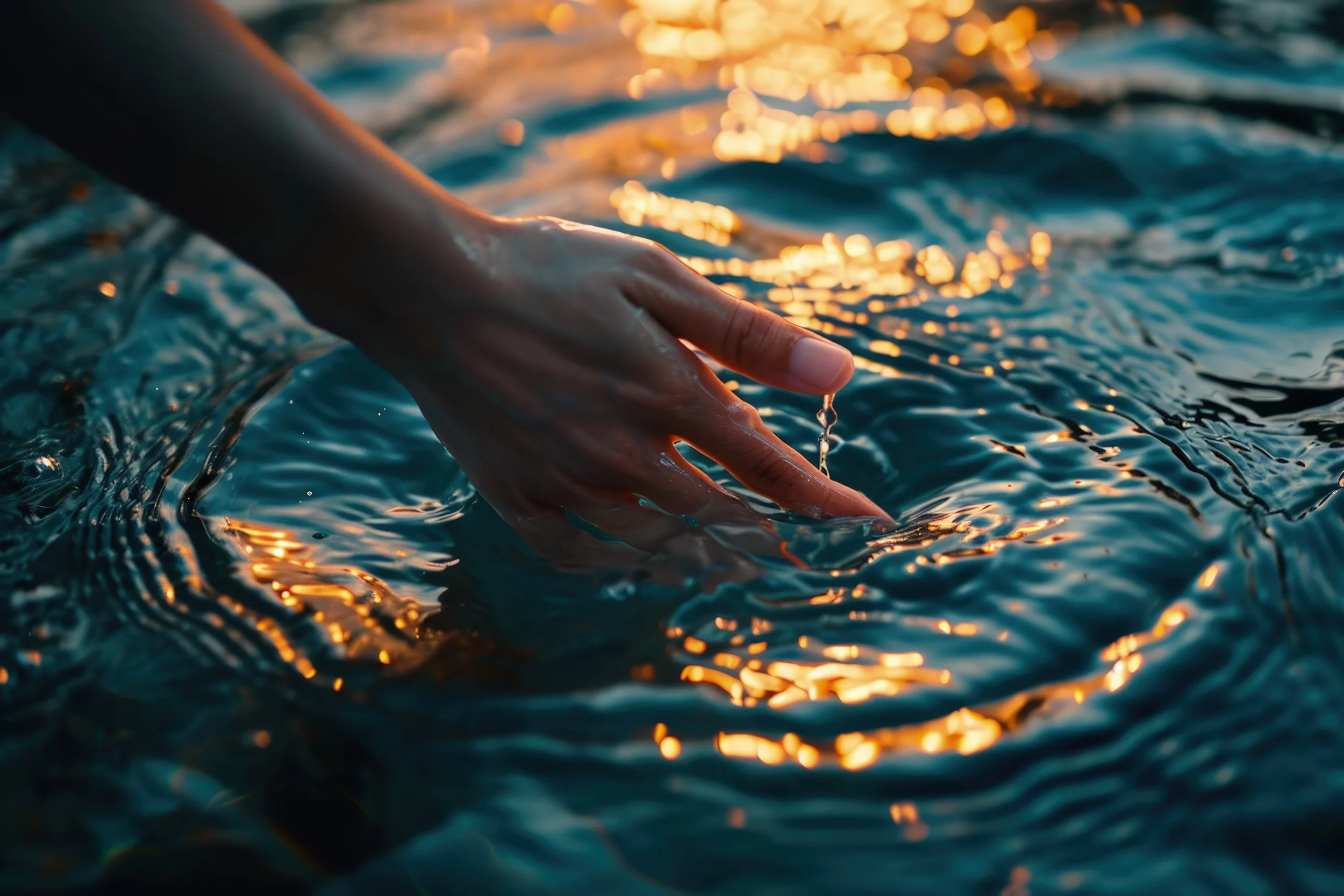 spiritual image of hand touching water