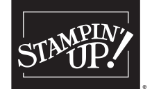 Logo with white text that reads 'STAMPIN' UP!' on a dark background