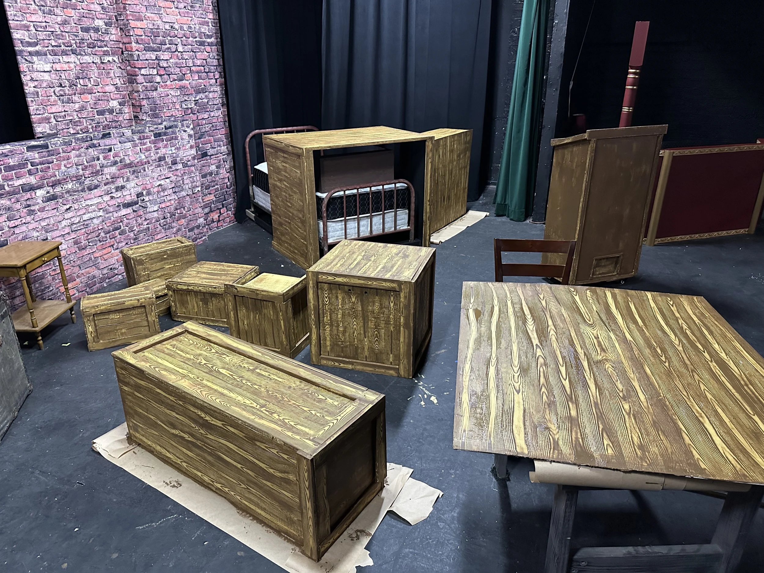 Hand-Painted Wood Texture Crates with Hidden Bed - The 39 Steps