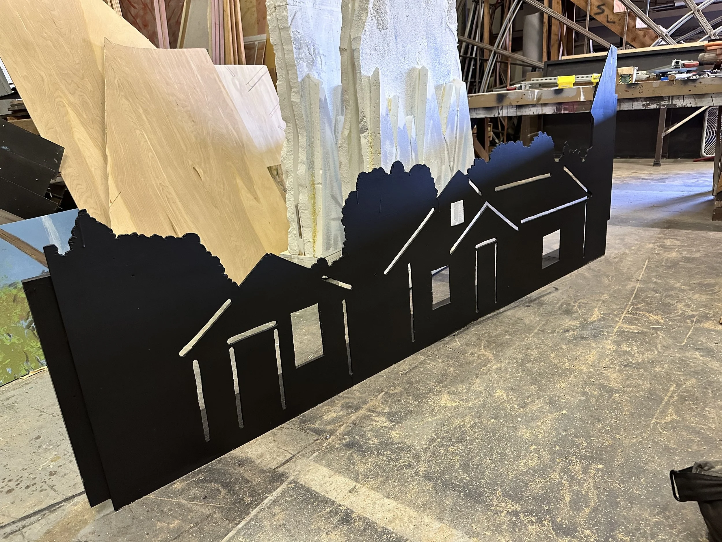 Freaky Friday Backdrop in Progress - Tulare County Office of Education Theater Co.