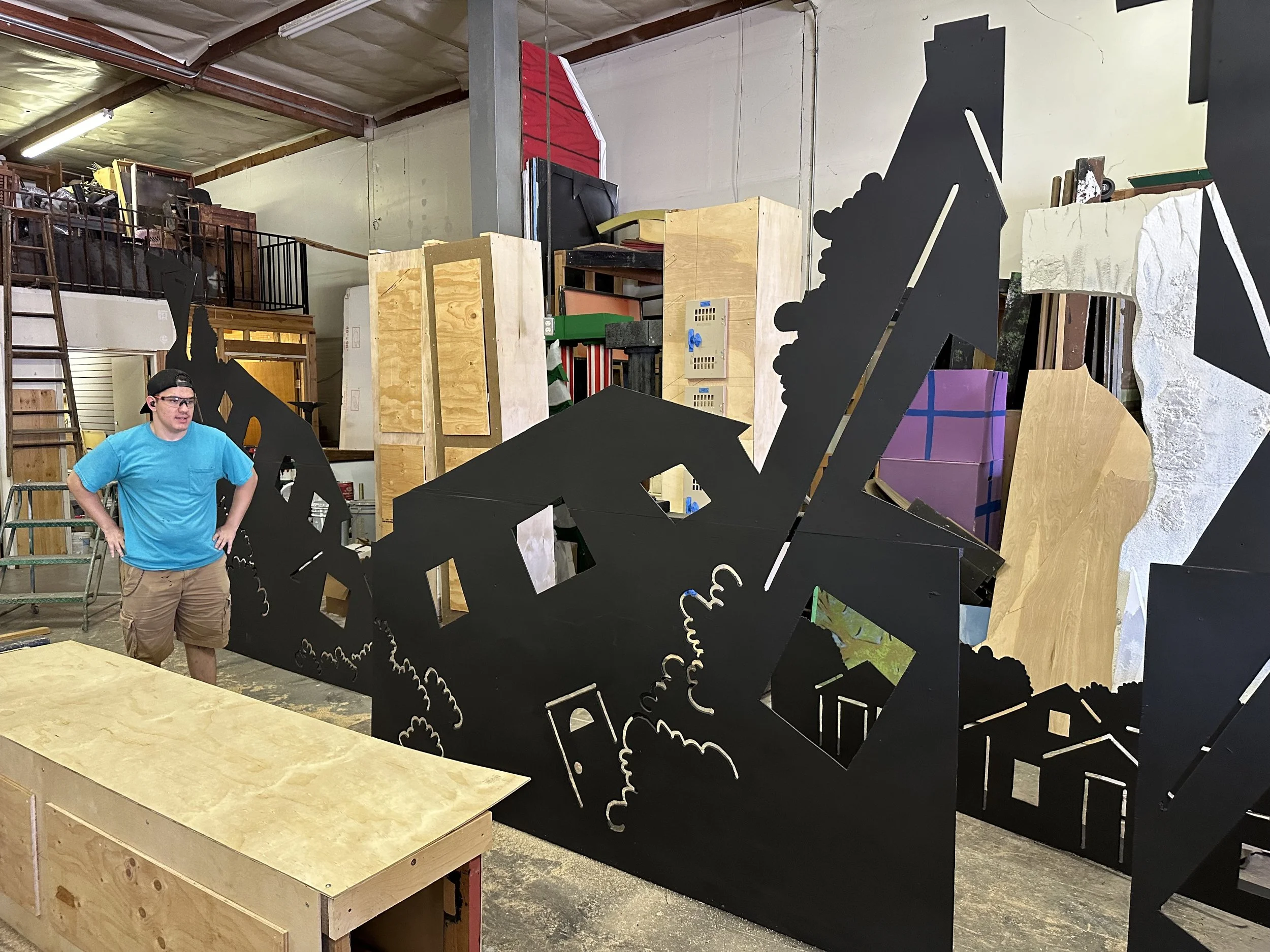 Freaky Friday Backdrop in Progress - Tulare County Office of Education Theater Co.