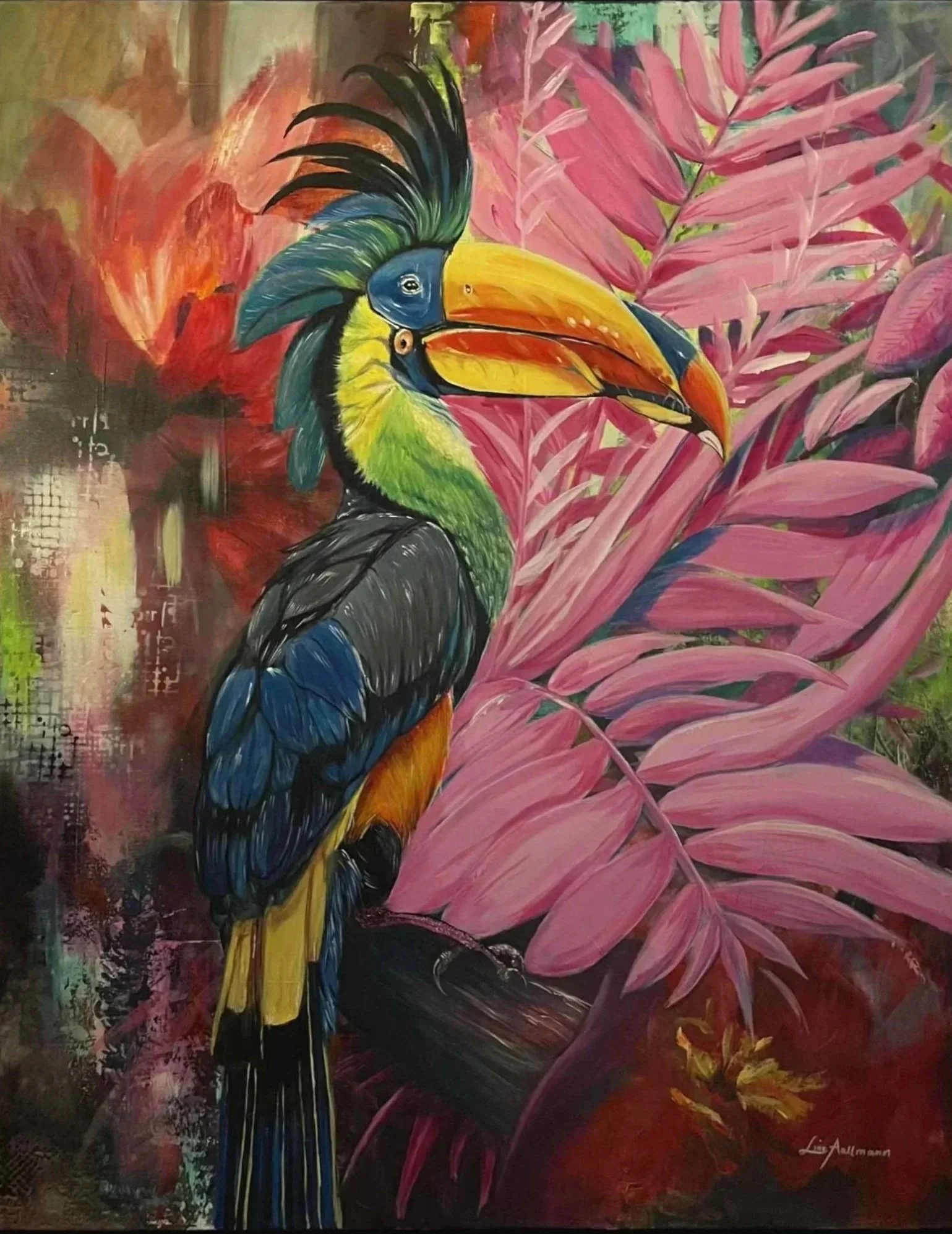 "Who's a pretty bird"
100x80 cm.
Kr. 14.500