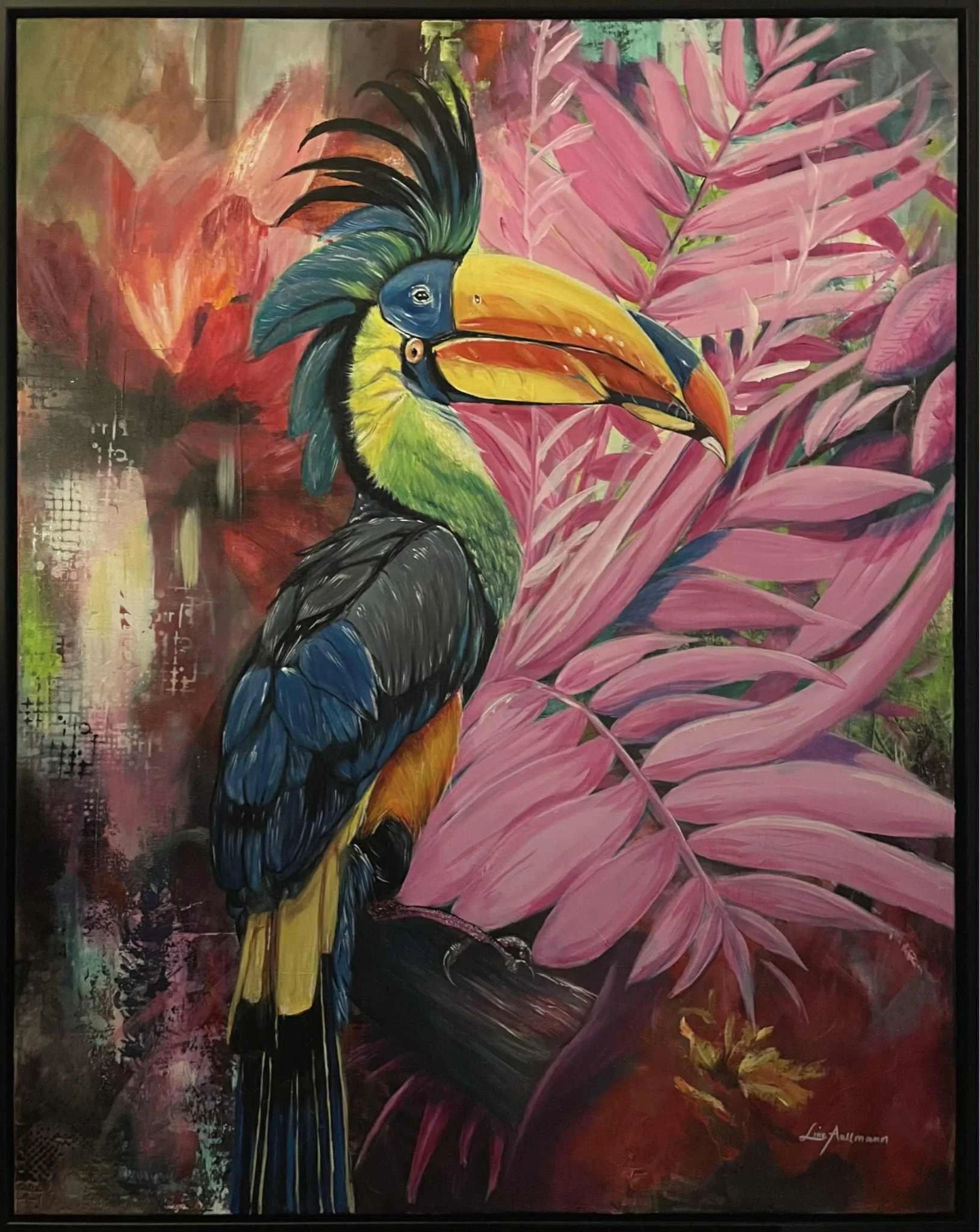 "Who's a pretty bird"
80x100 cm.
Akryl
Kr. 5.500