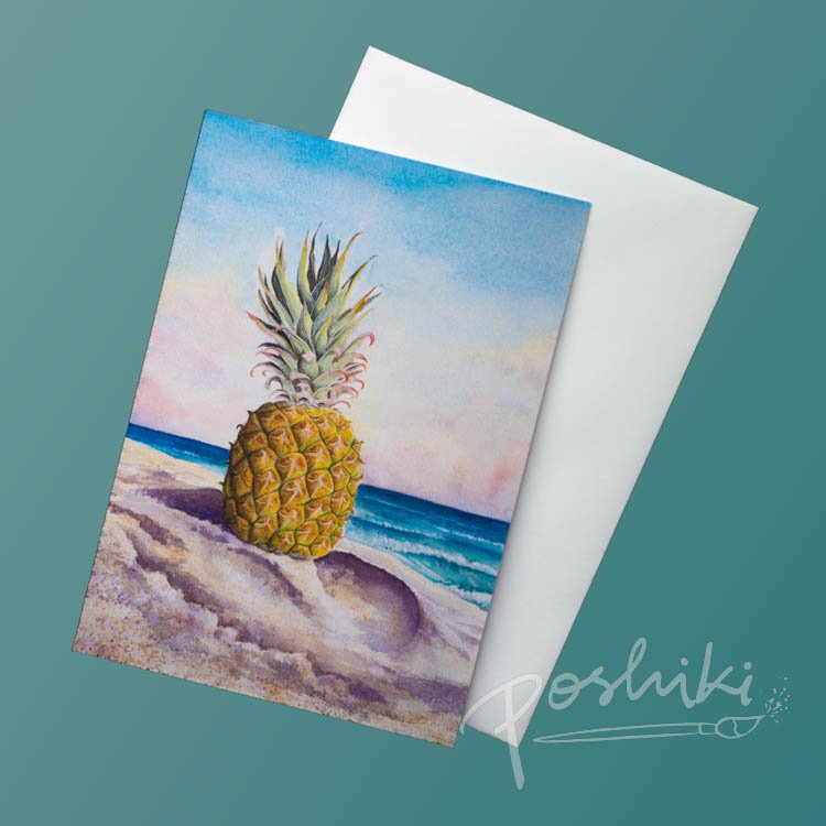 Sunset Pineapple Greeting Card