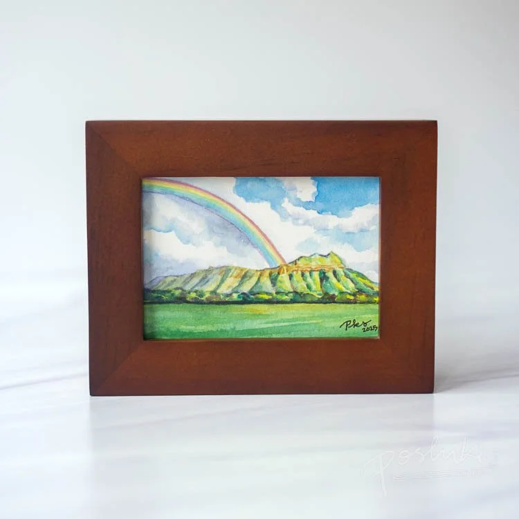 "Little Lēʻahi Christmas" - Mini Framed Watercolor