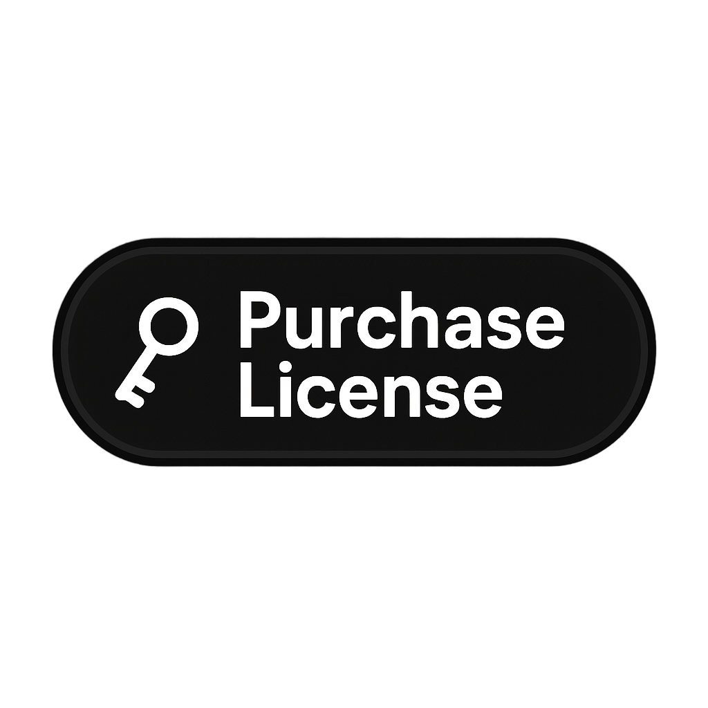 Black button with a white key icon and the words "Purchase License" on it.