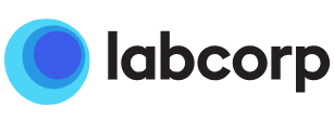 Labcorp logo with blue circular icon and black text