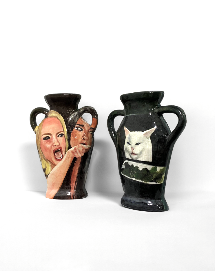 "how dare you", earthenware, underglaze, glaze