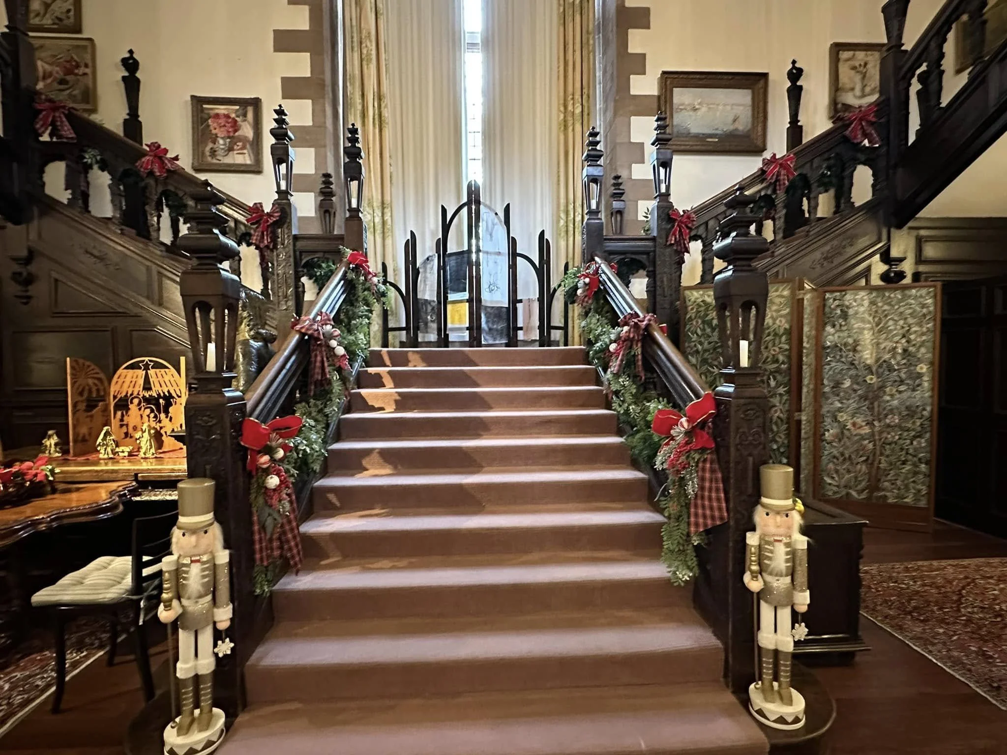 Christmas decorations on the Grand Staircase at Carrick Hill