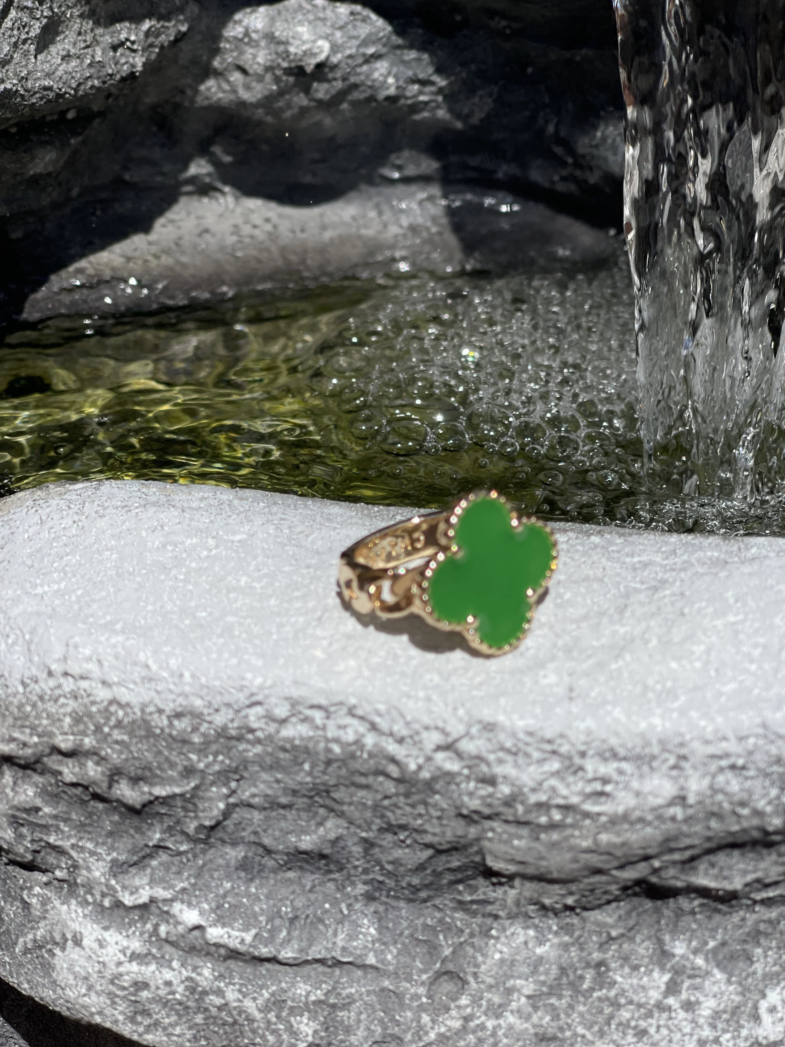 Green and Gold Monaco Clover Ring