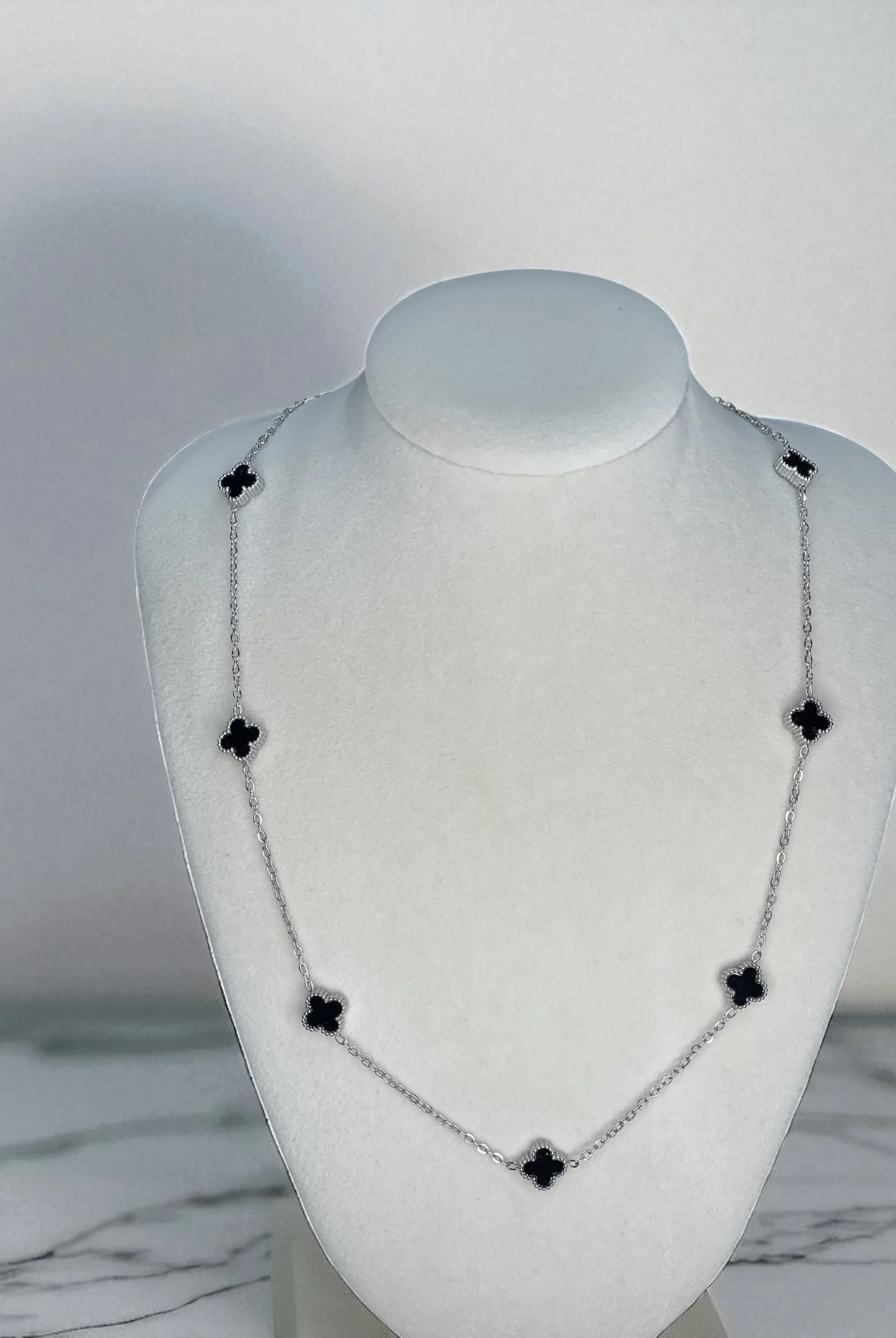 Black Mini Multi Clover Necklace