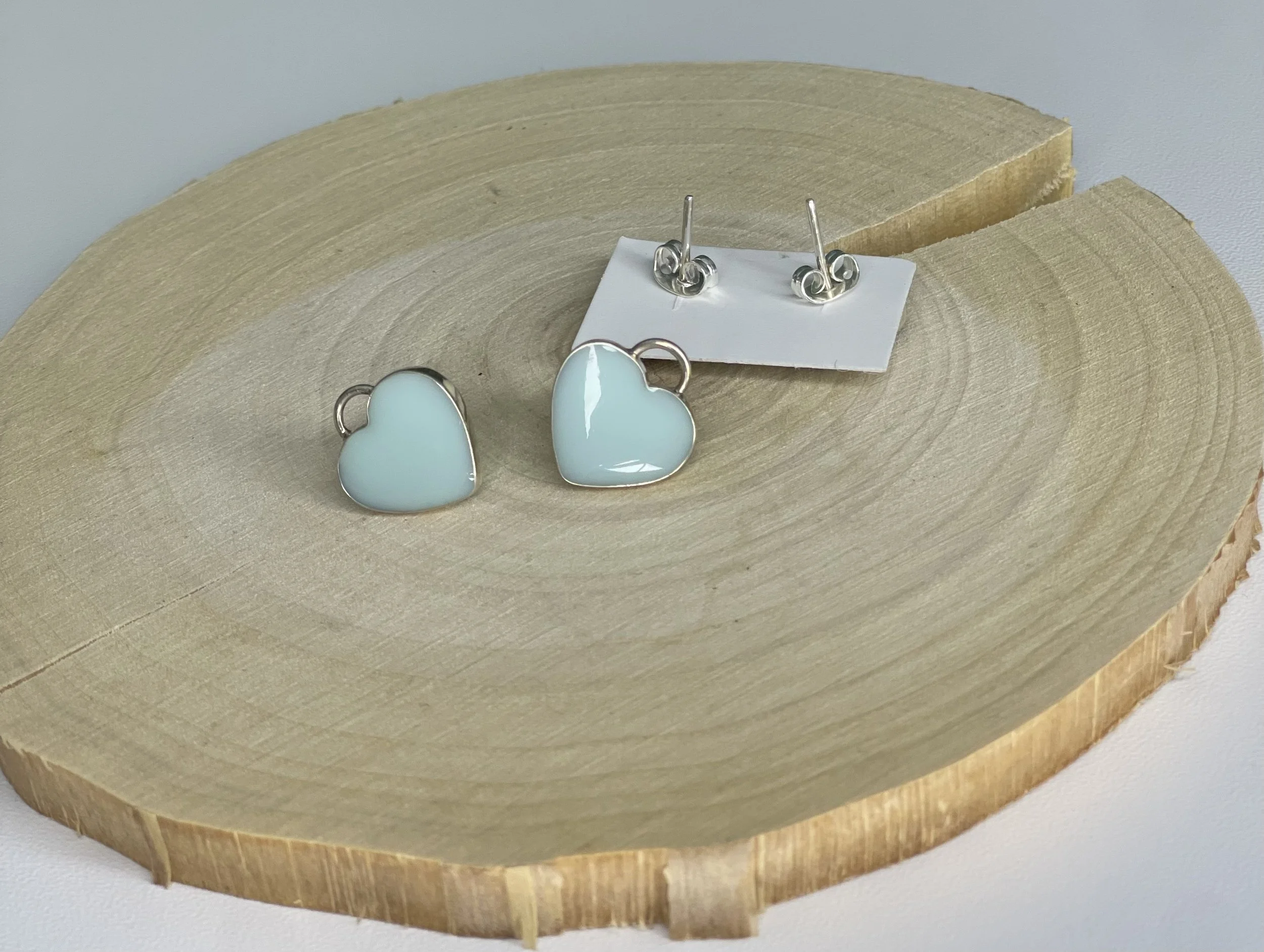 Teal Heart lock Stud Earrings