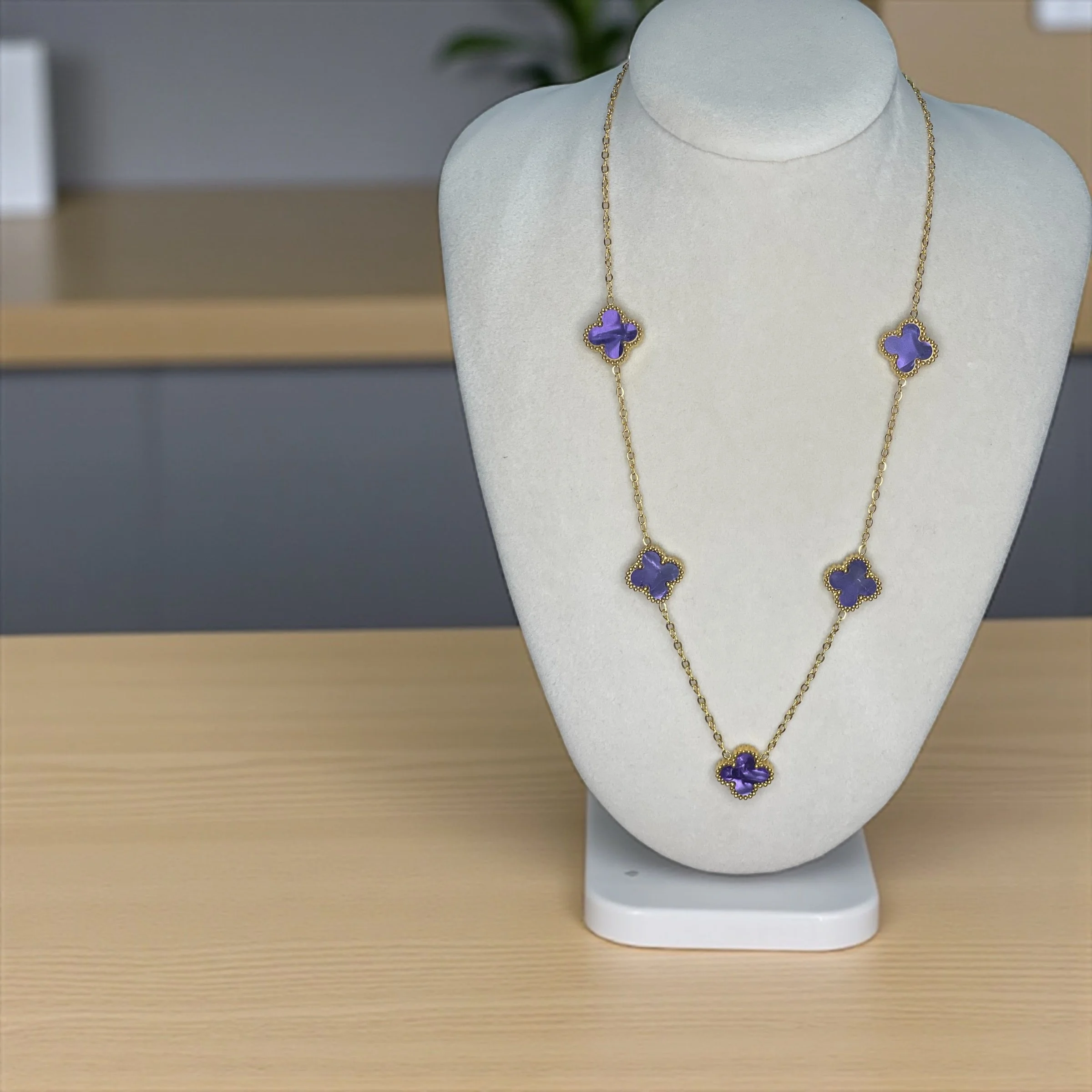 Purple Multi Clover Necklace