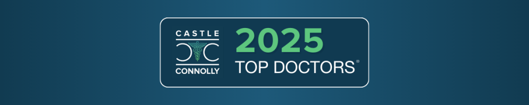 Castle Connolly 2025 Top Doctors logo on a dark blue background.