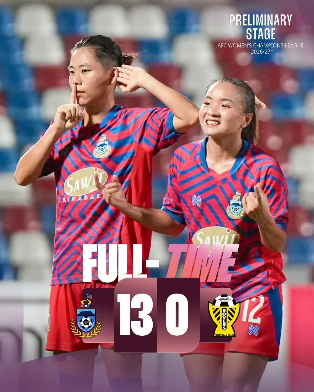 Sabah FA Women Unleash 13-Goal Masterclass in AWCL