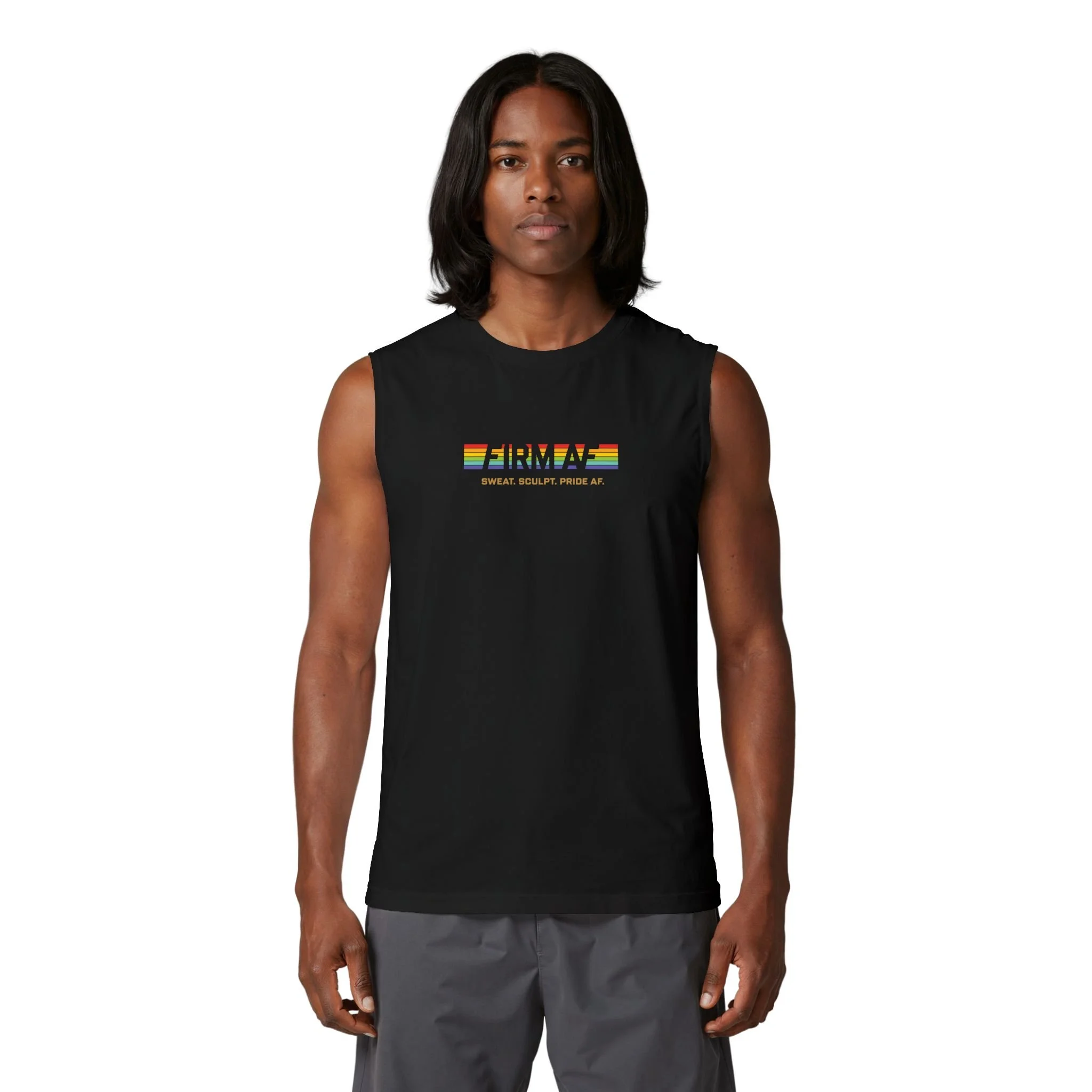 Sweat. Sculpt. Pride AF. Muscle Tank