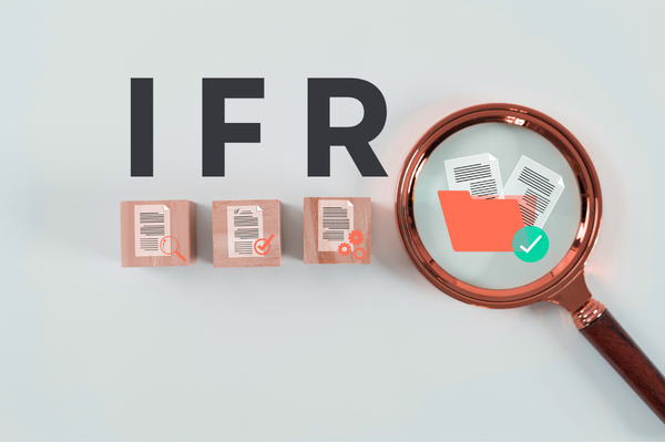 Magnifying Glass over files with letters IFR
