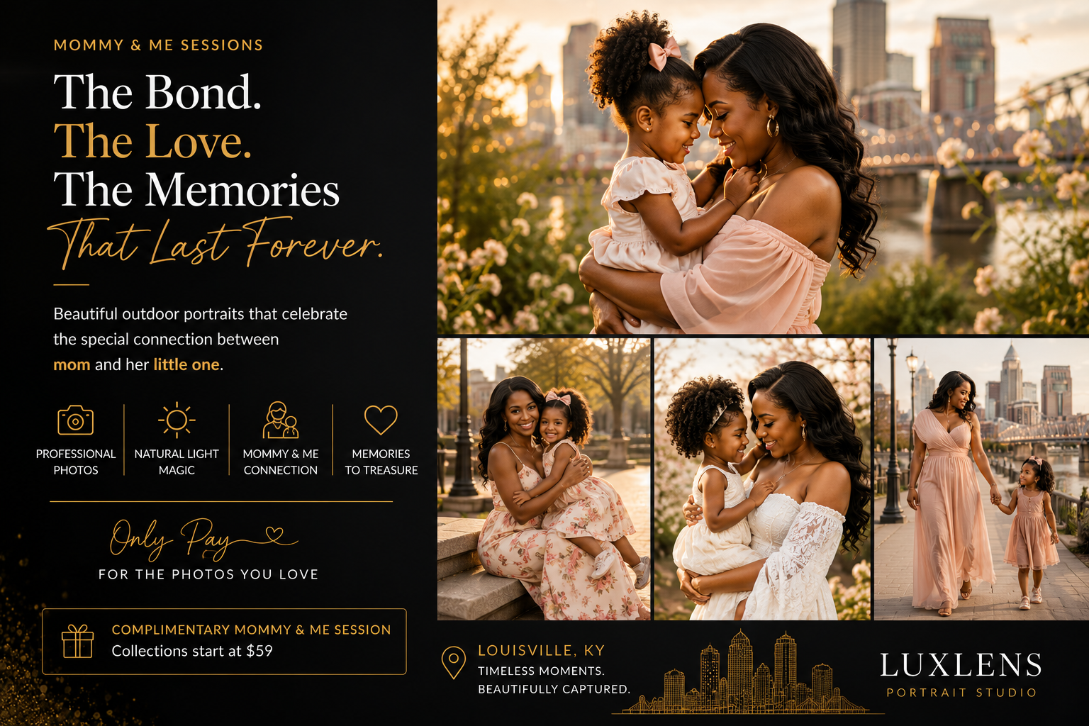 Mommy and Me Studio and outdoor portrait session in Louisville Kentucky
