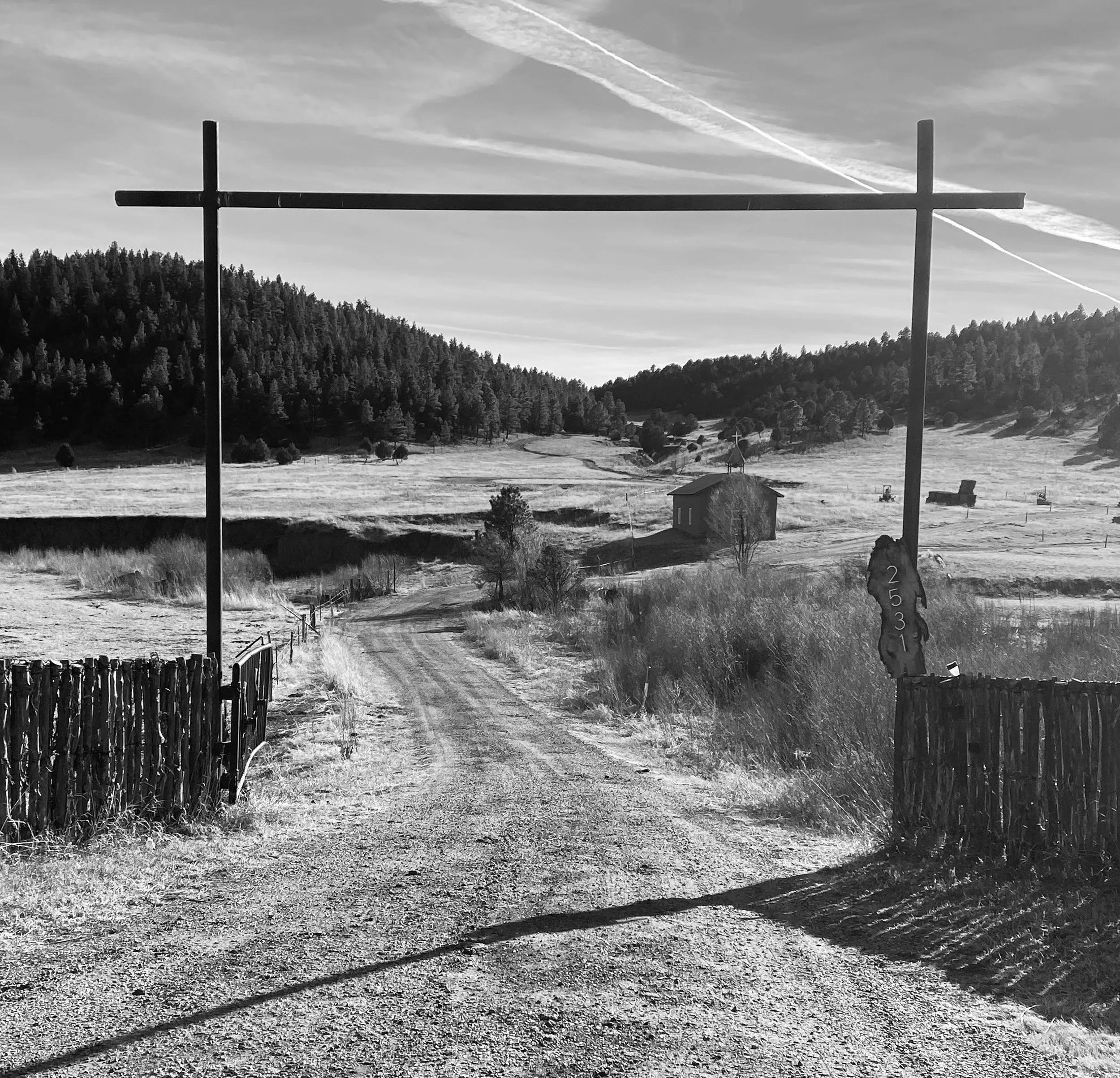 Ranch entrance, Mora Valley, New Mexico, 2025