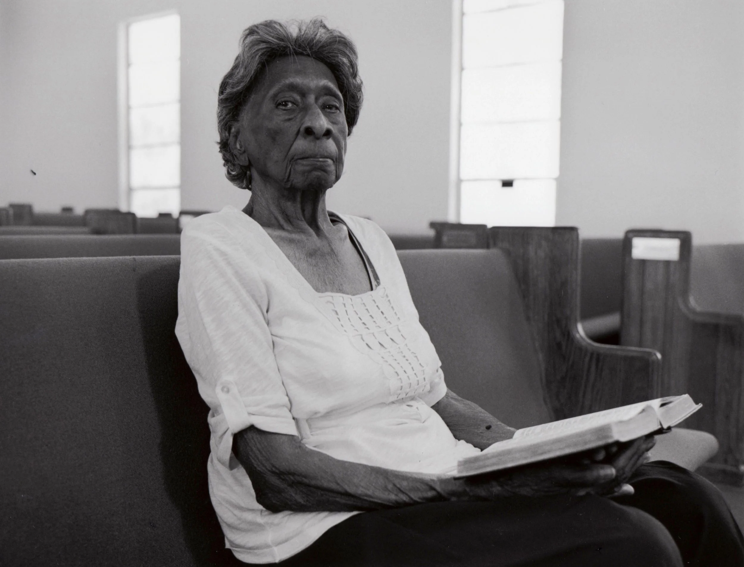 Mrs. Evelyn Williams James at the age of 100, visiting her former home and church, Ward Chapel, from Washington state where she lives with one of her children. Winter Park, Florida, 2011
