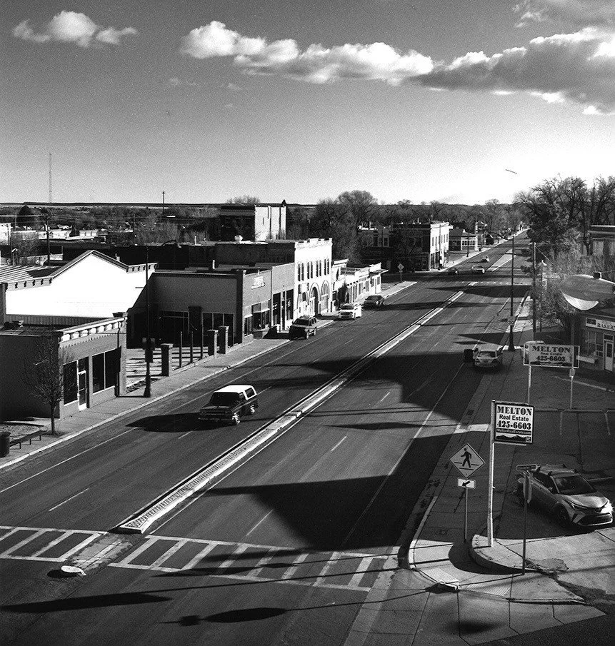 View of Grand Avenue from the El Fidel Rooftop, Las Vegas, New Mexico