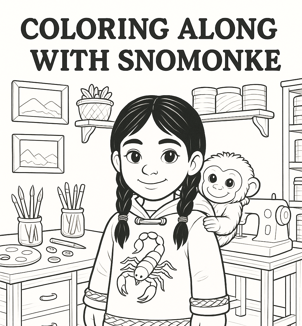 "Coloring Along with Snomonke is a special section included in every book. These coloring pages feature Snomonke, Puff, Willow, and scenes that match the story you just read. As you follow their adventures, you can bring each moment to life with your