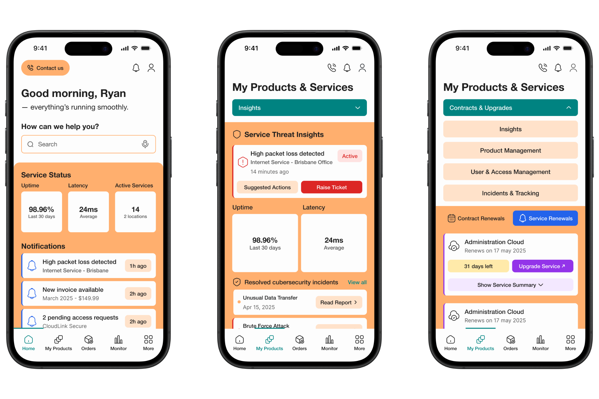 Mockups of the final solution after one two rounds of user testing. The top menu and sub tabs are even more enhanced with colours.