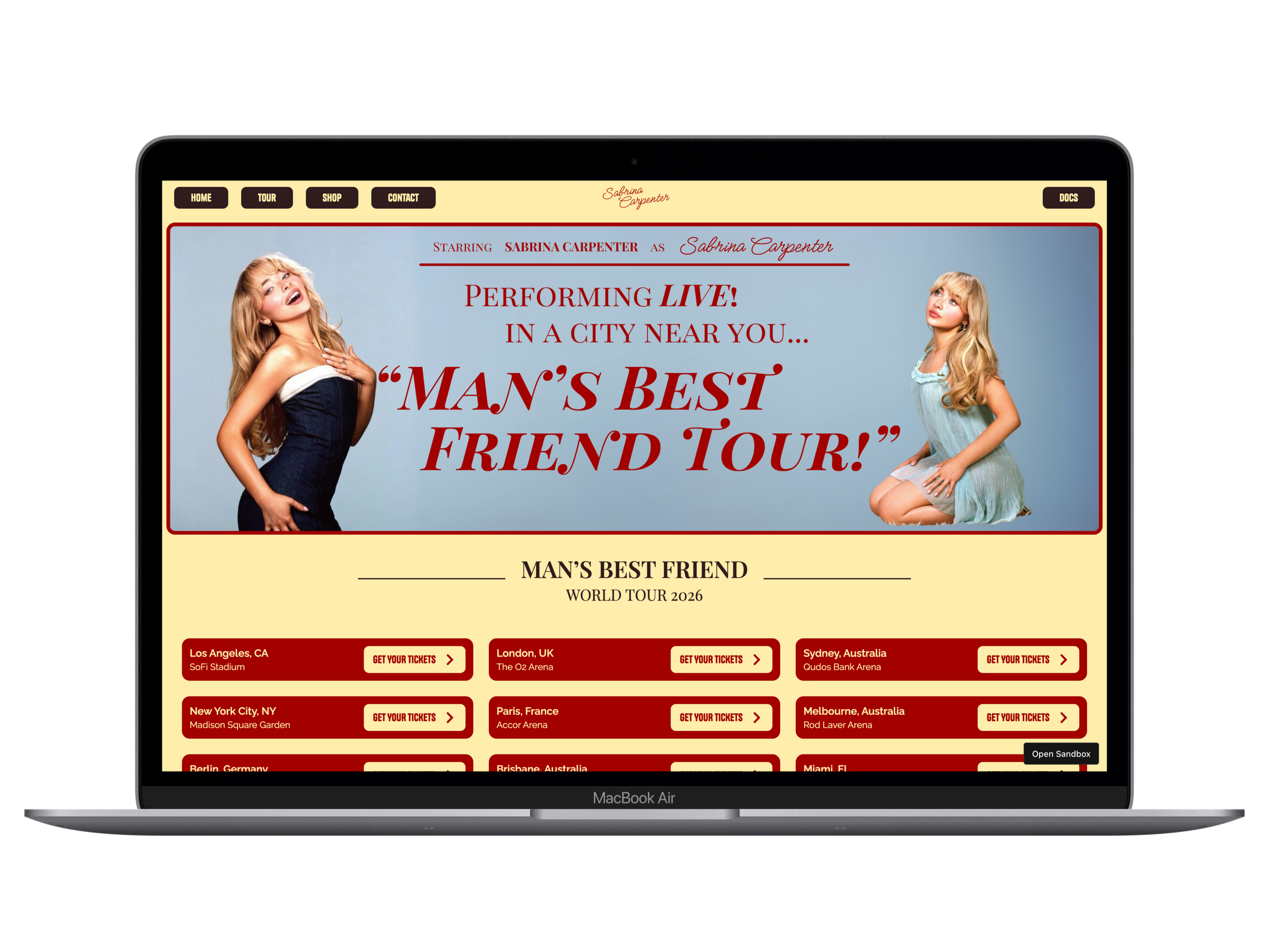 Sabrina — Artist Landing Page & Component Library for Sabrina Carpenter