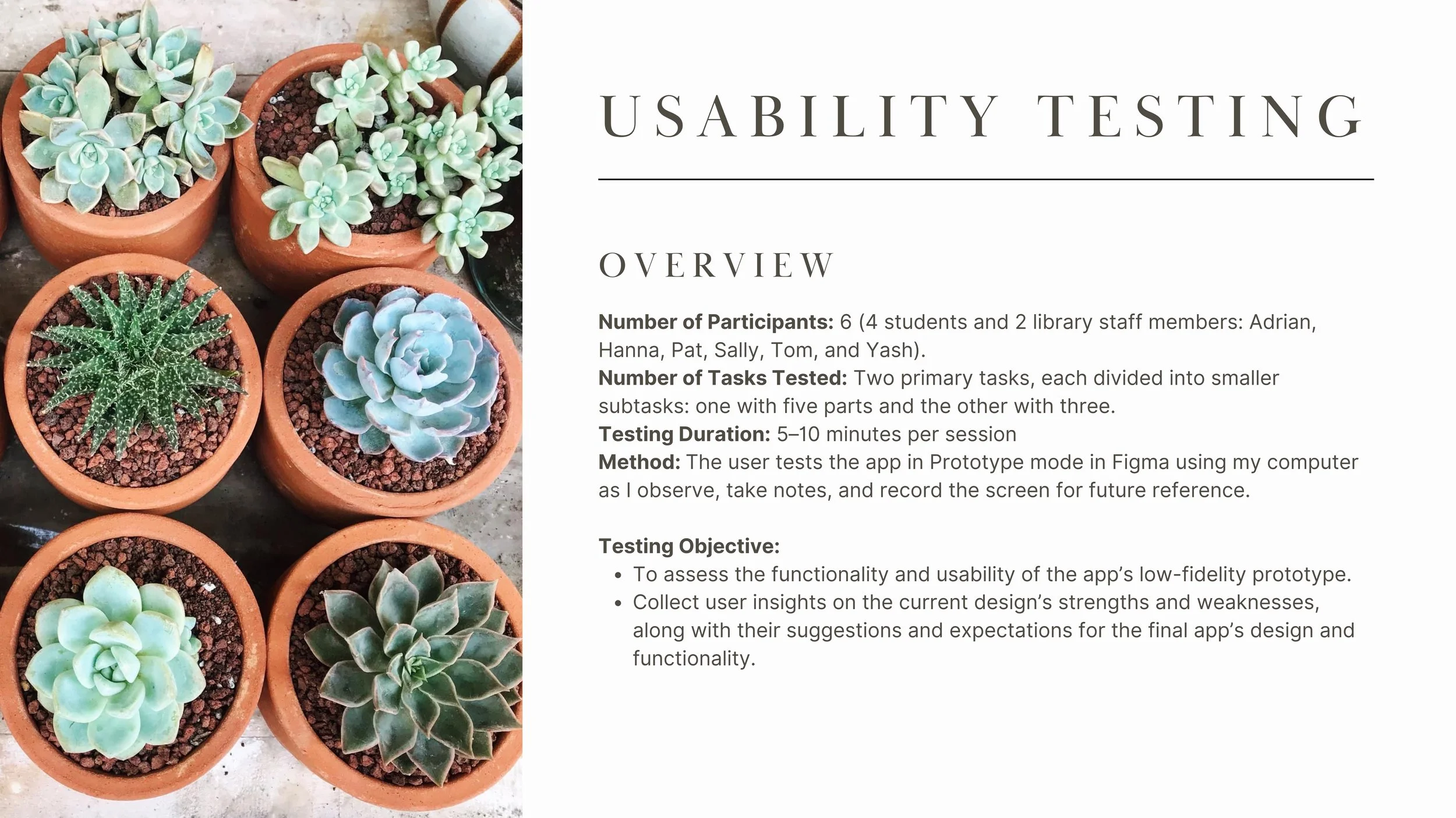 User testing: Overview of the test i conducted.