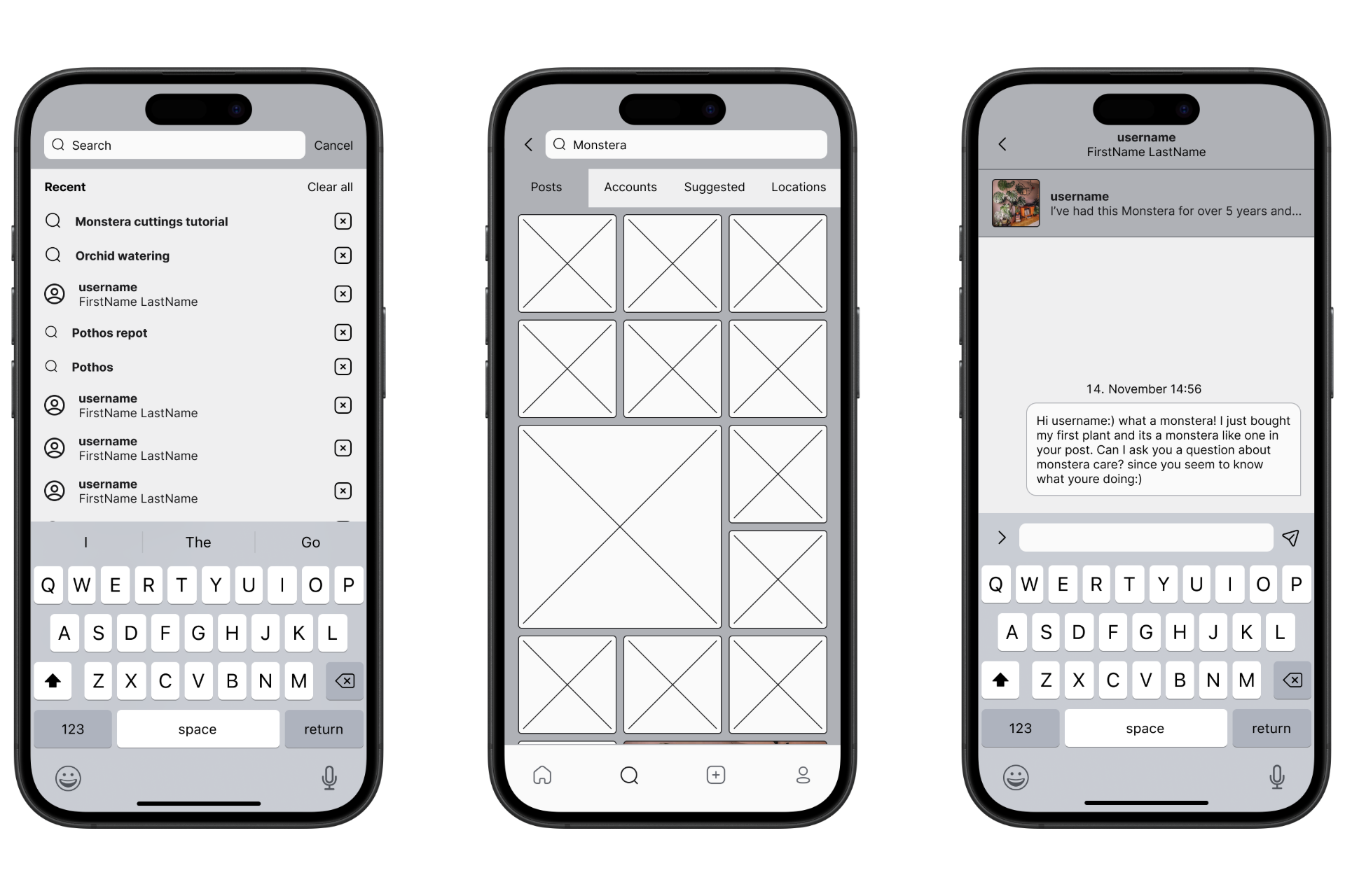 Mid-fidelity: Search, explore and chat.