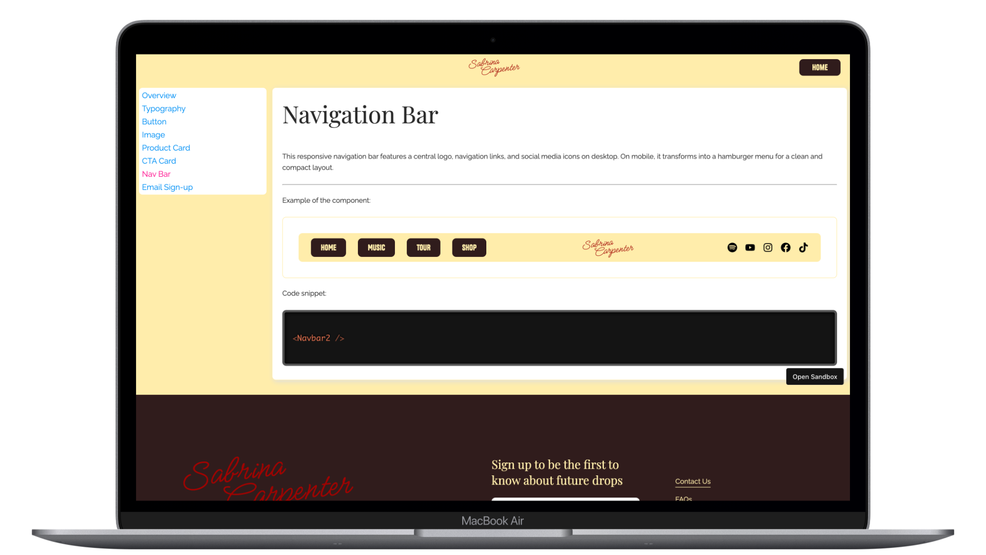 Responsive navigation bar.