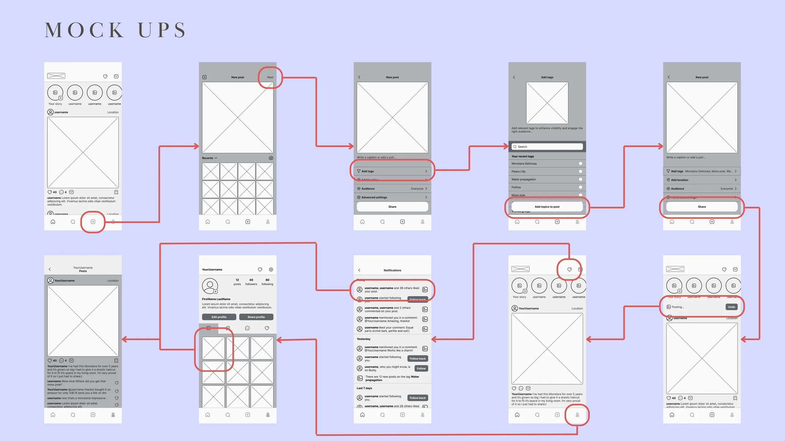 I then created a mid-fidelity prototype of the app. These frames illustrate the same user flow.