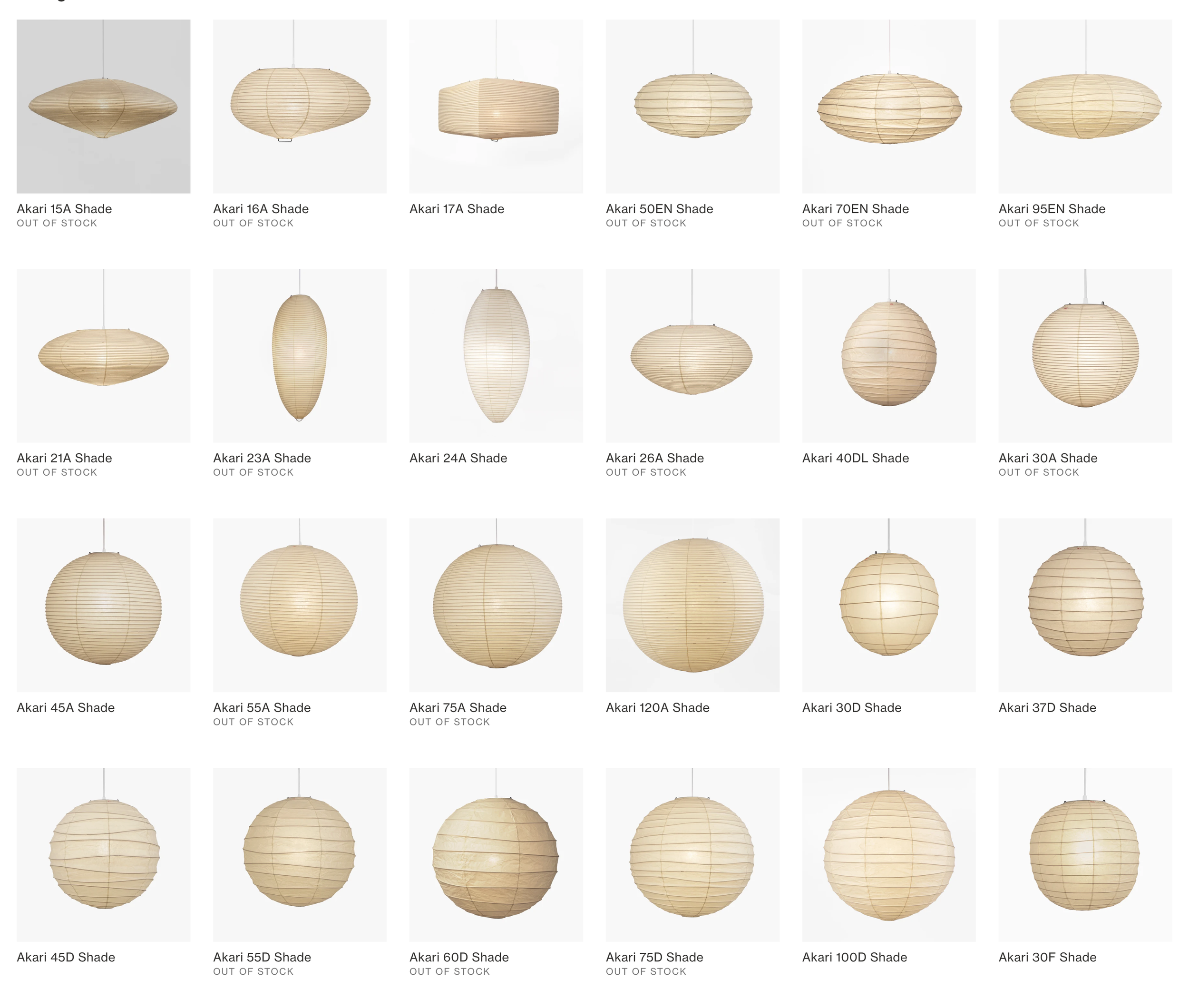 Akari Light Sculptures - New In Stock