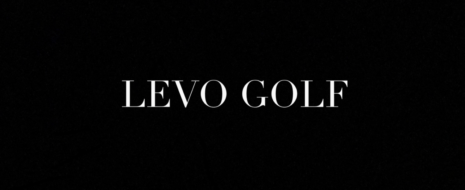 Black background with white text that says "LEVO GOLF".
