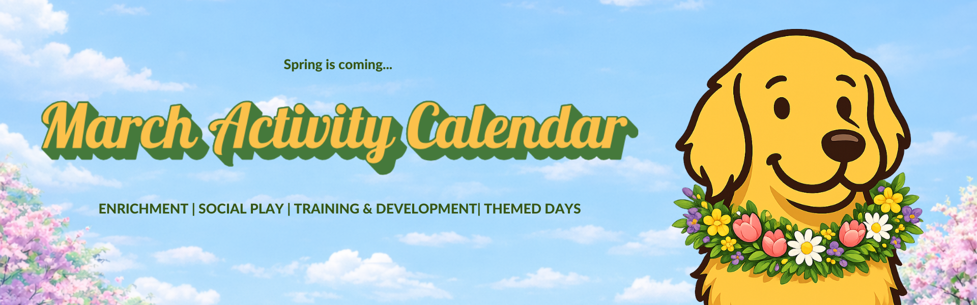 March Spring Calendar Cover Photo DoggyLand