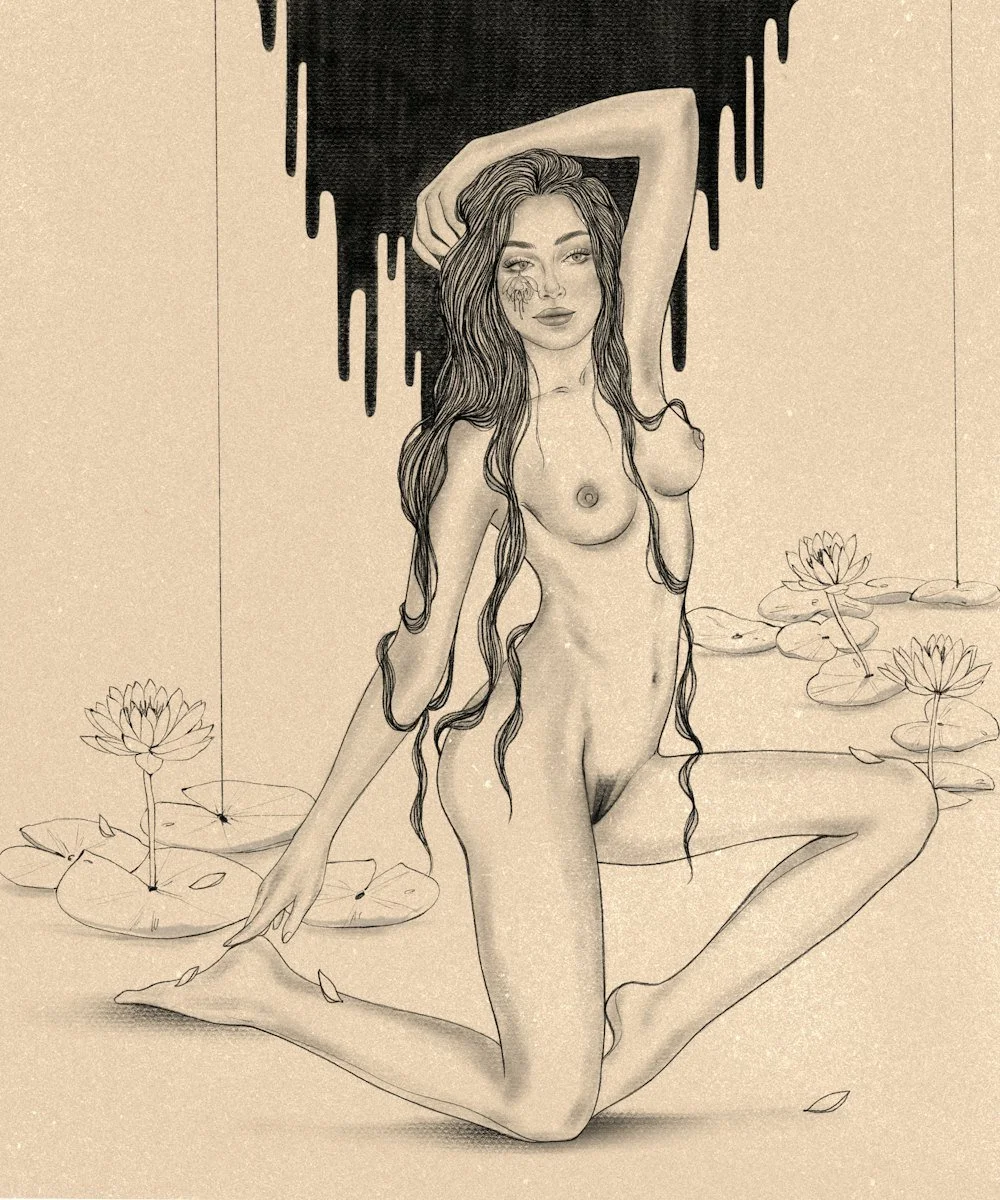 She descends from darkness into a lotus pond, but she herself is not a lotus - not someone who had to stay pure in muddy circumstances. Does it matter? Who is to say that the more worthy mother is the one who grew from muddy roots and stayed pure? Sh
