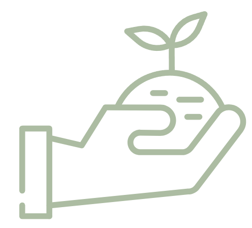 A hand holding a small plant with two leaves, symbolizing growth or environmental care l Encompass Growth Counselling l Lyn Le