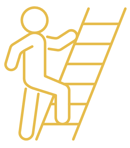 Line drawing of a person climbing a ladder l Encompass Growth Counselling l Lyn Le
