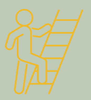 Simple line drawing of a person climbing a ladder l Encompass Growth Counselling l Lyn Le