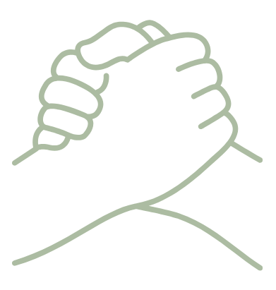 Illustration of two hands clasped together in a handshake l Encompass Growth Counselling l Lyn Le